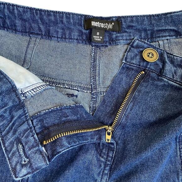 Metrostyle Sz 8 Vtg Y2K Relaxed Baggy Cargo Jeans Dark Wash Pockets Streetwear - Picture 10 of 16